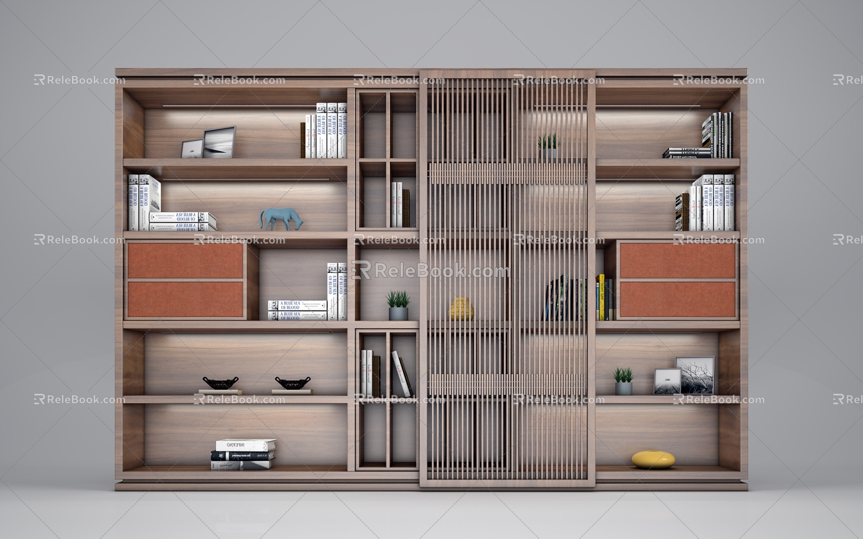 New Chinese Bookcase Books 3d model