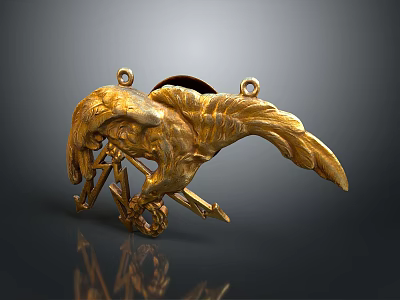 Golden Eagle Shaped Jewelry Ornament With Intricate Wing And Claw Design Details 3d model