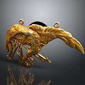Golden Eagle Shaped Jewelry Ornament With Intricate Wing And Claw Design Details