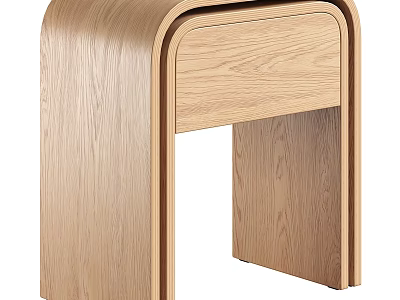 Minimalist Modern Display Shelf With Curved Oak Wood Design And Open Structure 3d model