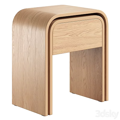 Minimalist Modern Display Shelf With Curved Oak Wood Design And Open Structure 3d model