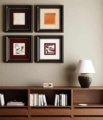 French Middle Ancient Hanging Painting Combination Complex Decorative Painting Combination Abstract Art Hanging Painting 3d model
