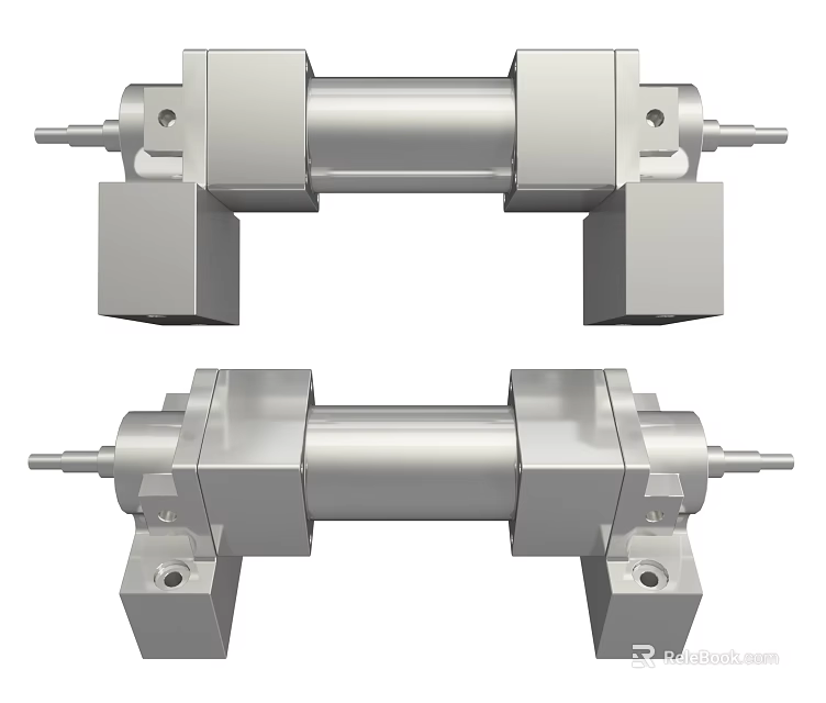 Industrial Mechanical Equipment Metal Cylindrical Body Square Base Dual Shaft Design 3d model 