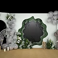 Animal Theme Party Decor with Balloons Green Plants and Wooden Elements Zebra Elephant Giraffe Cutouts