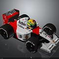 Red White Formula Racing Car With Barbizon Shell Canon Logos Rear Wing And Large Tyres