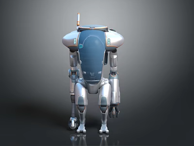 Intelligent Machine With Metallic Structure Blue Front Panel Mechanical Limbs And Futuristic Design 3d model