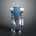 Intelligent Machine With Metallic Structure Blue Front Panel Mechanical Limbs And Futuristic Design