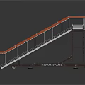 Portable Mobile Ramp Structure With Orange Canopy Metal Frame And Wheels