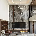 Modern Open Concept Living Dining Room Interior With White Sofa And City View Windows