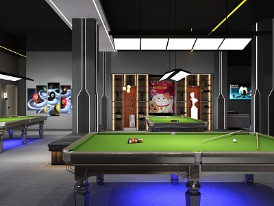 modern billiard room hall 3d model