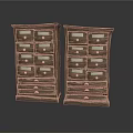Pair of Vintage Wooden Chests of Drawers With Multiple Drawers And Metal Handles