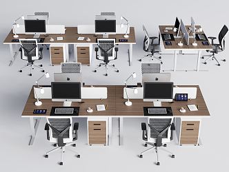 Modern Office Desk and Chair Office Desk and Chair Multi-person Desk Computer Desk 3d model