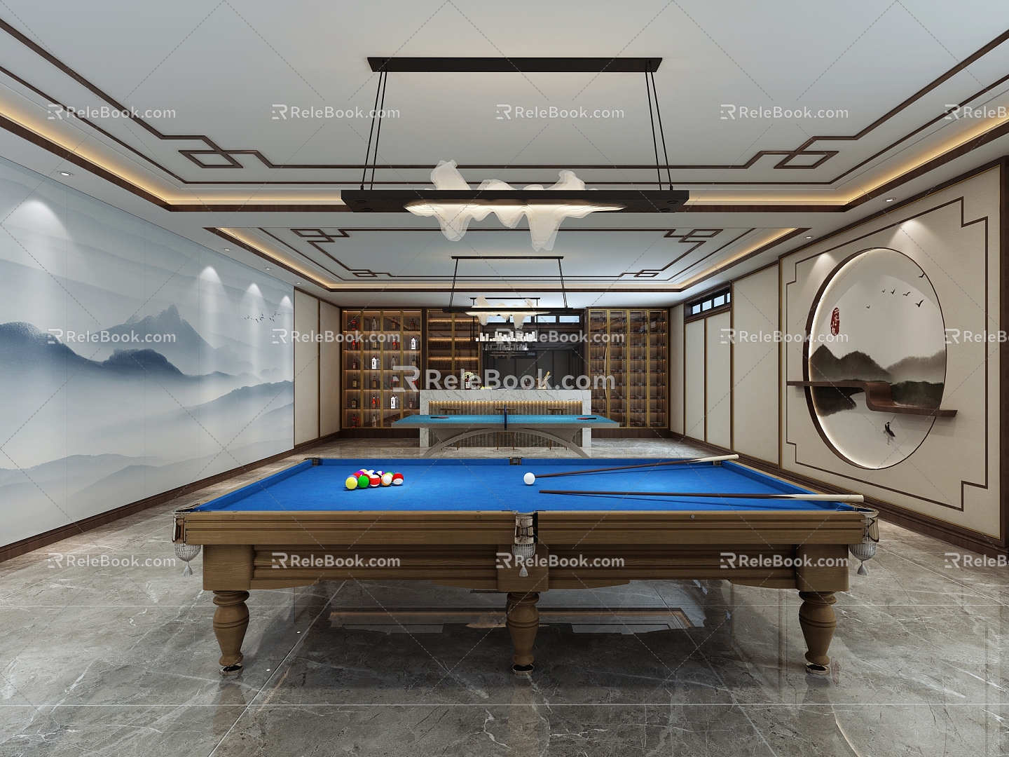 Gym Bar Billiards Hall 3d model