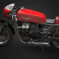 Vintage Red Cafe Racer Motorcycle With Round Headlight Black Seat And Exhaust Pipes