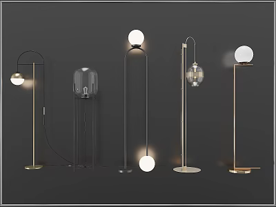 Modern Floor Lamps With Spherical Shades And Metal Frames In Contemporary Styles 3d model