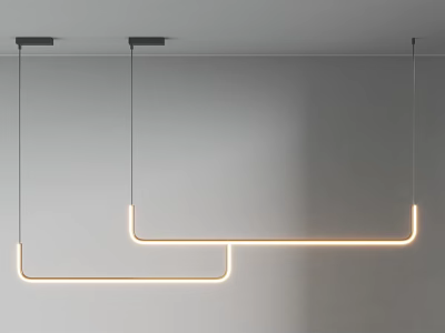 Modern Minimalist Linear Pendant Lights With Warm Ambient Glow Ceiling Mounted Sleek Design 3d model