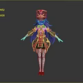 Child Wearing Red and Gold Costume with Purple Hair and Crown