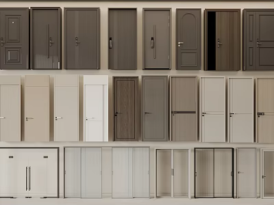 Modern Hinged Door Styles With Wooden Glass and Panel Designs for Home Interior 3d model