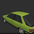 Lime Green Vintage Two Door Car With Black Roof And White Alloy Wheels Rear View
