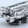 Shiny Silver Metal Engine With Complex Mechanical Structure And Intricate Pipes