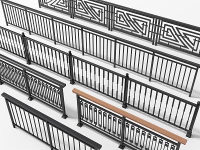 Modern guardrail wrought iron guardrail 3d model