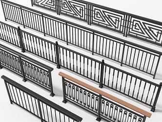 Modern guardrail wrought iron guardrail 3d model