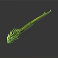 Lustrous Long Green Dragon Decorative Ornament With Scales And Gold Accents