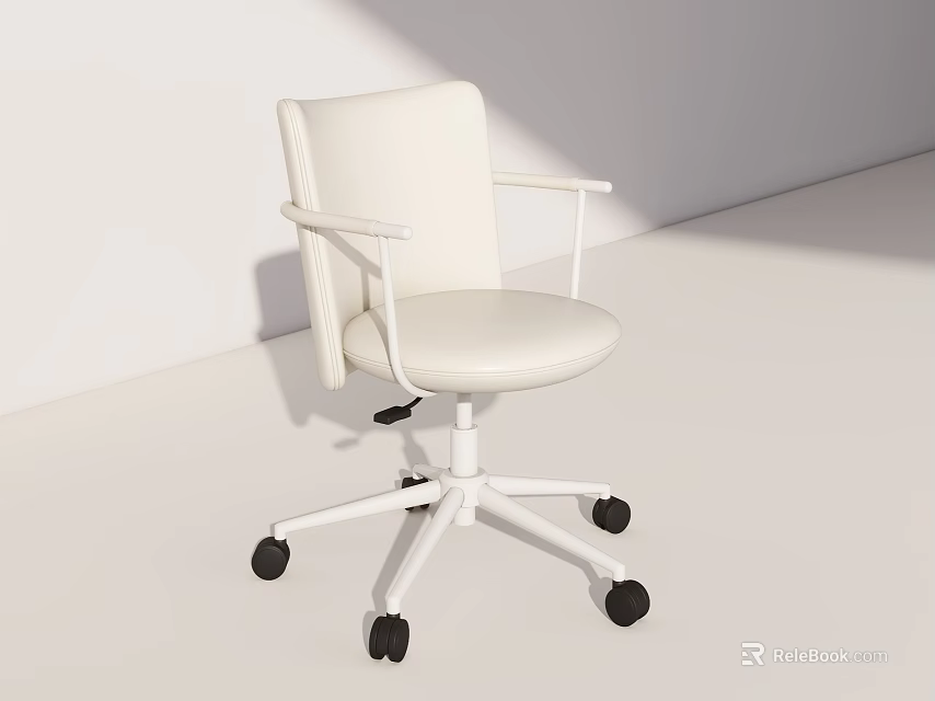 White Leisure Chair With Armrests And Wheeled Base For Modern Living Spaces 3d model 