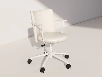 White Leisure Chair With Armrests And Wheeled Base For Modern Living Spaces 3d model