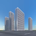 Modern High Rise Residential Buildings With Blue Sky Background And Parking Lot