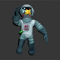 Blue Astronaut Toy Figure In Spacesuit Waving Hand With Yellow Helmet For Cosmic Exploration
