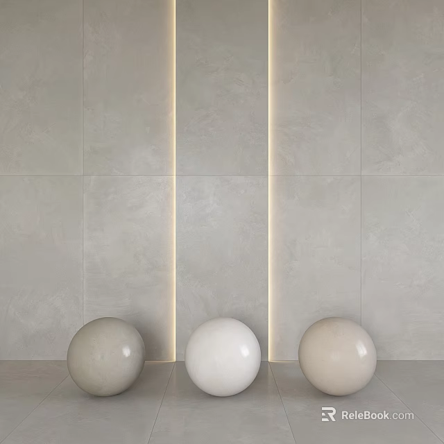 Gray Wall Components With Vertical LED Strips And Three Colored Spheres 3d model 