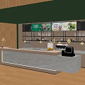 Cafe Interior Design With Stone Counter Menu Board And Wooden Walls Lighting