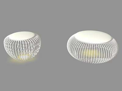Round Modern White Mesh Design Stools With Cushioned Seats And Illuminated Base 3d model