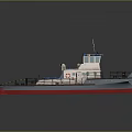 Small Work Vessel With Blue Top White Body Green Deck And Red Bottom