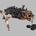 Mythical Skeleton Creature With Bone Structure Multiple Skulls And Dripping Black Liquid 3d model