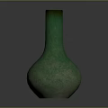 Green Vase Decor On Modern Wooden Shelf Furniture Piece