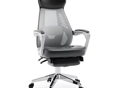 Modern Office Chair With Breathable Mesh Back Gray Black Design And Silver Base 3d model