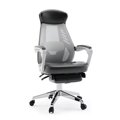 Modern Office Chair With Breathable Mesh Back Gray Black Design And Silver Base 3d model