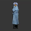Two Men in Blue Surgical Gowns Standing with Arms Crossed Against Gray Background