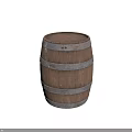 Rustic Wooden Barrel With Metal Hoops As Household Storage Item