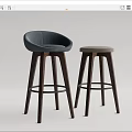 Modern Bar Stools With Wooden Legs And Upholstered Seats In Gray And Beige
