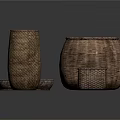 Woven Household Items Set Including Storage Baskets Containers And Tray