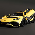 Yellow Mercedes High Performance Sports Car With Sleek Design And Large Rear Spoiler