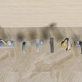 Various Faucet Designs Displayed on Countertop with Light Colored Wall