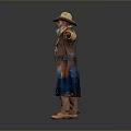 Cowboy Man With Beard Wearing Cowboy Hat And Brown Vest Standing Arms Outstretched