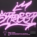 Pink Neon Graffiti Style Lamp Combination Wall Mounted Against Black Background Bright Decorative Lighting