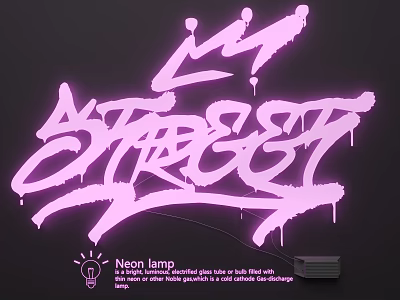 Neon luminous words advertising words led lights 3d model