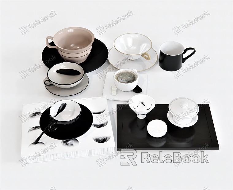 Modern Tableware Coffee Cup Plate Coffee Spoon Oh Case Tea Set Saucer model