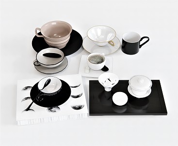 Modern Tableware Coffee Cup Plate Coffee Spoon Oh Case Tea Set Saucer 3d model